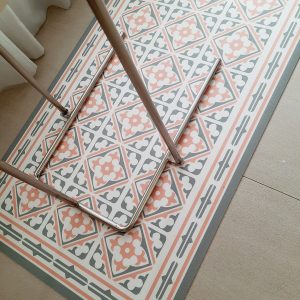 Alfombra vinílica de mosaico gresite malla beige - TenVinilo